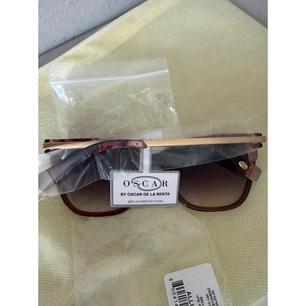 Oscar de la Renta Allure Sunglasses Brown Pink Tortoise Gold Elegant New‎